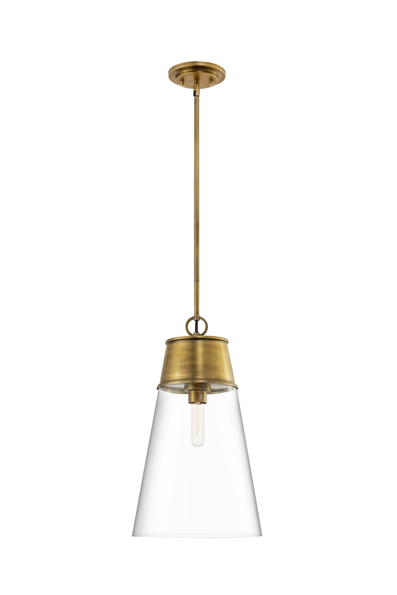Wentworth 1 Light 11.5" Pendant in Rubbed Brass