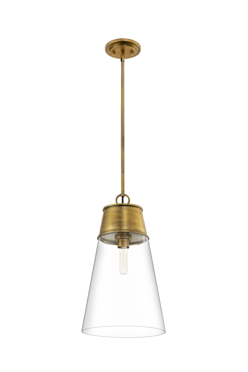 Wentworth 1 Light 11.5" Pendant in Rubbed Brass