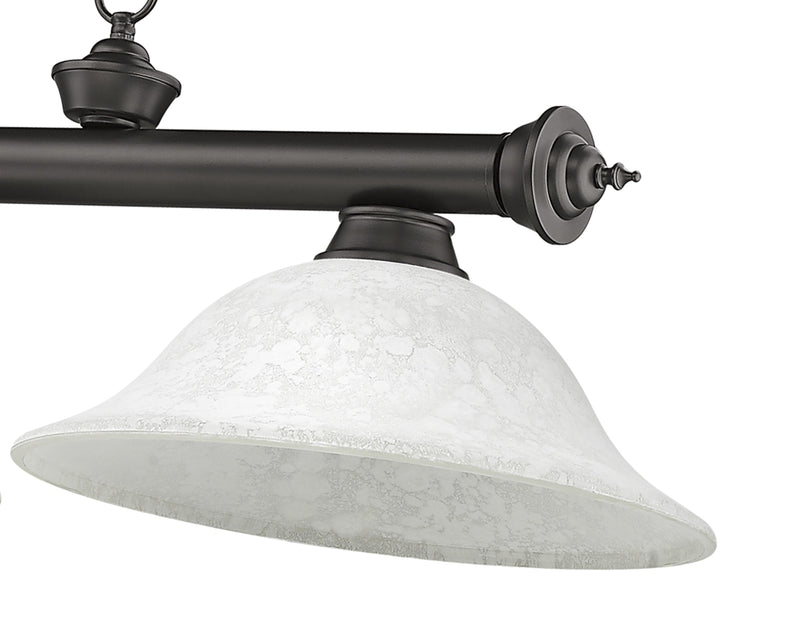 Cordon 3 Light 58" Billiard, Glass Shades in Bronze