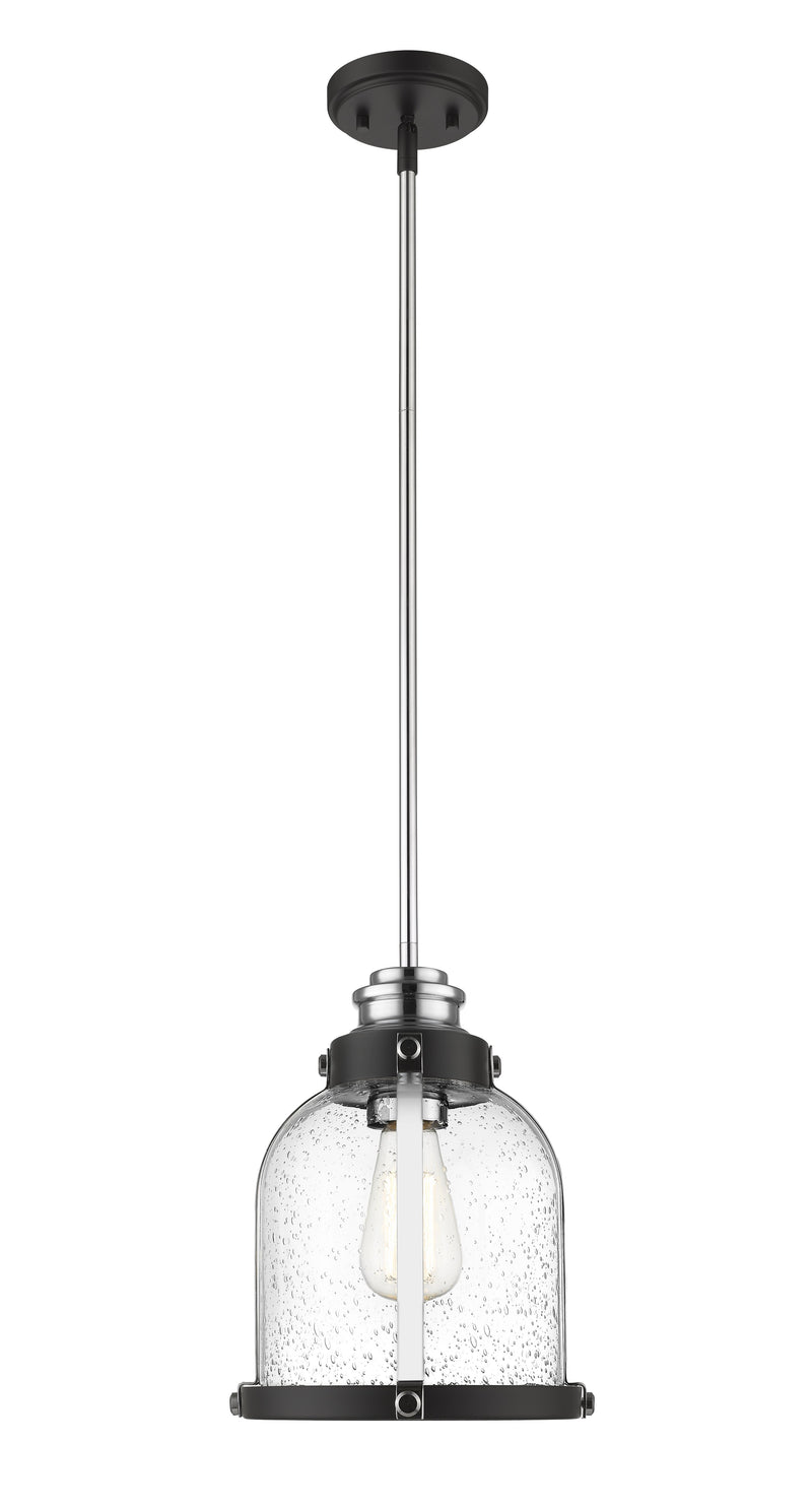 Burren 1 Light 8.75" Pendant in Matte Black + Chrome
