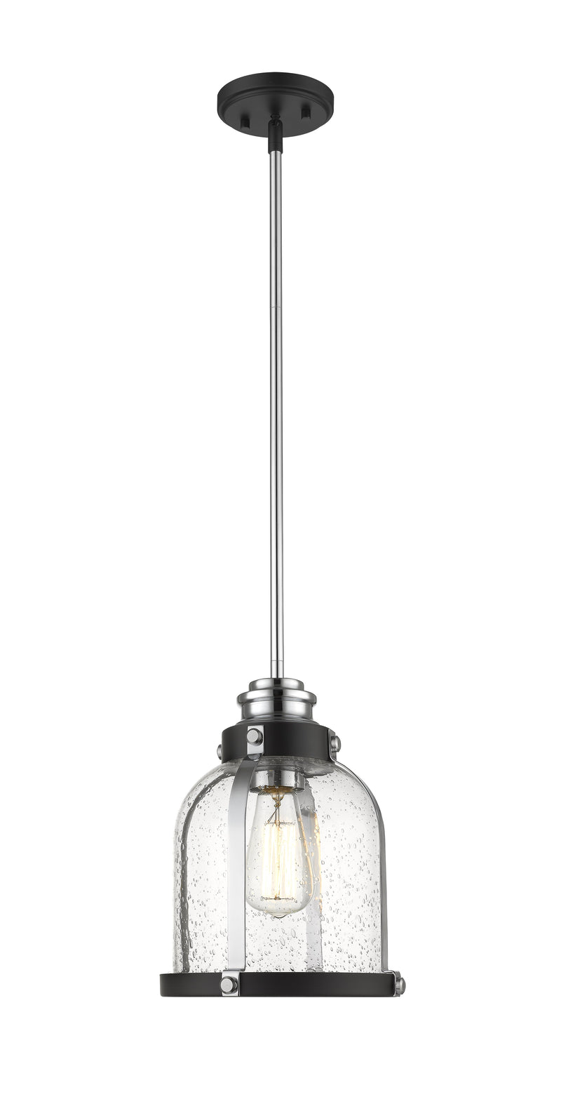Burren 1 Light 8.75" Pendant in Matte Black + Chrome