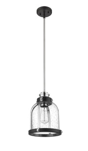 Burren 1 Light 8.75" Pendant in Matte Black + Chrome