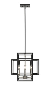 Titania 4 Light 14" Chandelier in Black + Brushed Nickel
