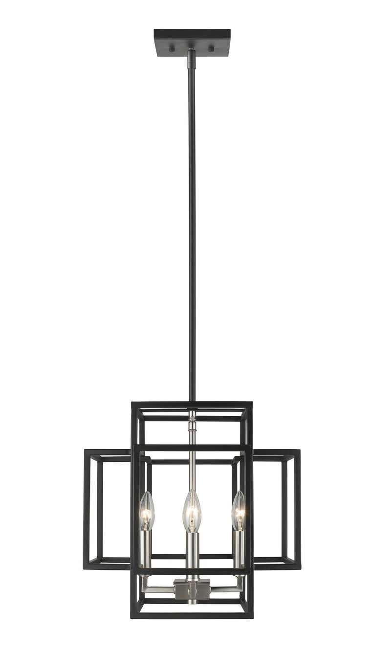 Titania 4 Light 14" Chandelier in Black + Brushed Nickel