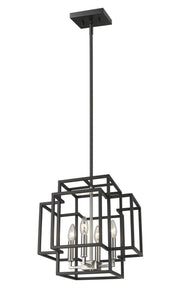 Titania 4 Light 14" Chandelier in Black + Brushed Nickel