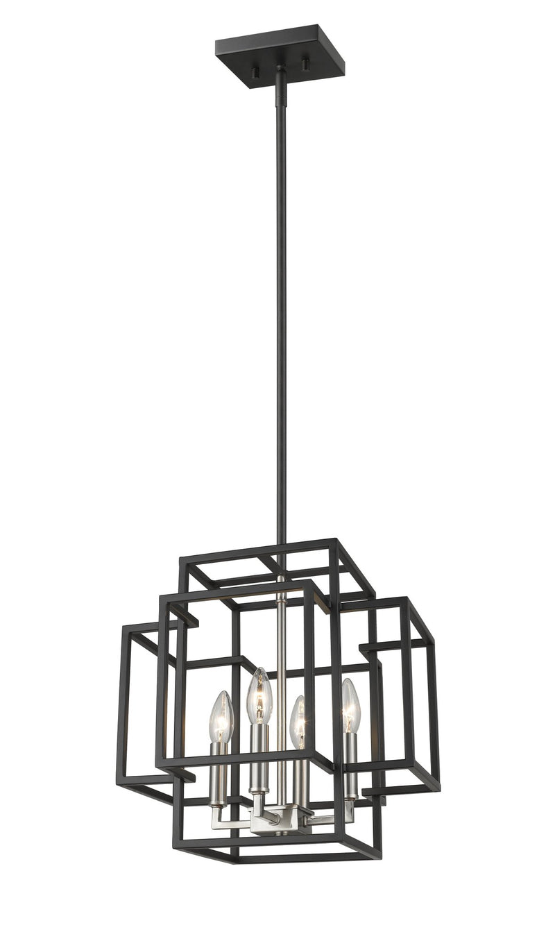 Titania 4 Light 14" Chandelier in Black + Brushed Nickel