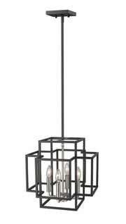 Titania 4 Light 14" Chandelier in Black + Brushed Nickel