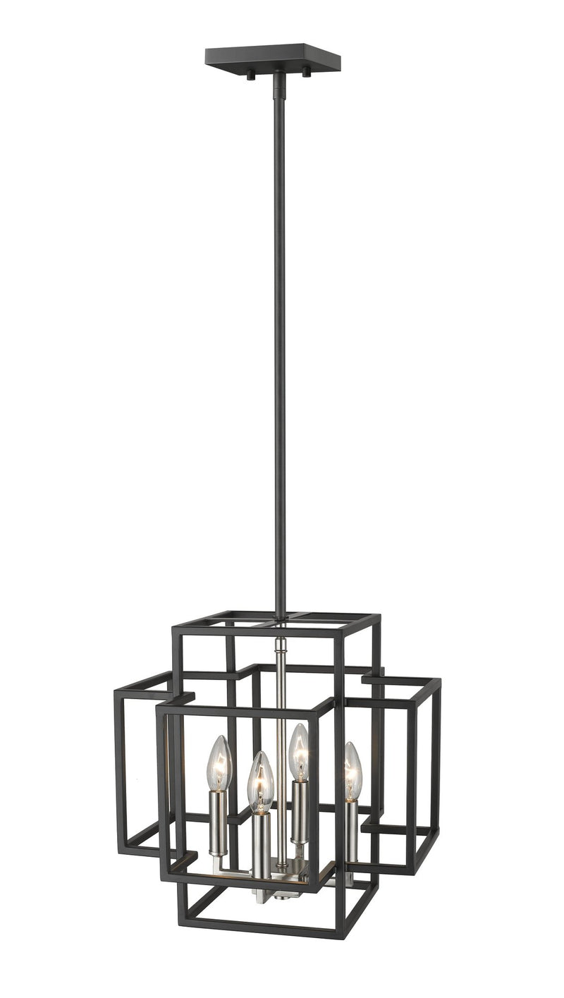 Titania 4 Light 14" Chandelier in Black + Brushed Nickel