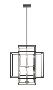 Titania 8 Light 22" Chandelier in Black + Brushed Nickel