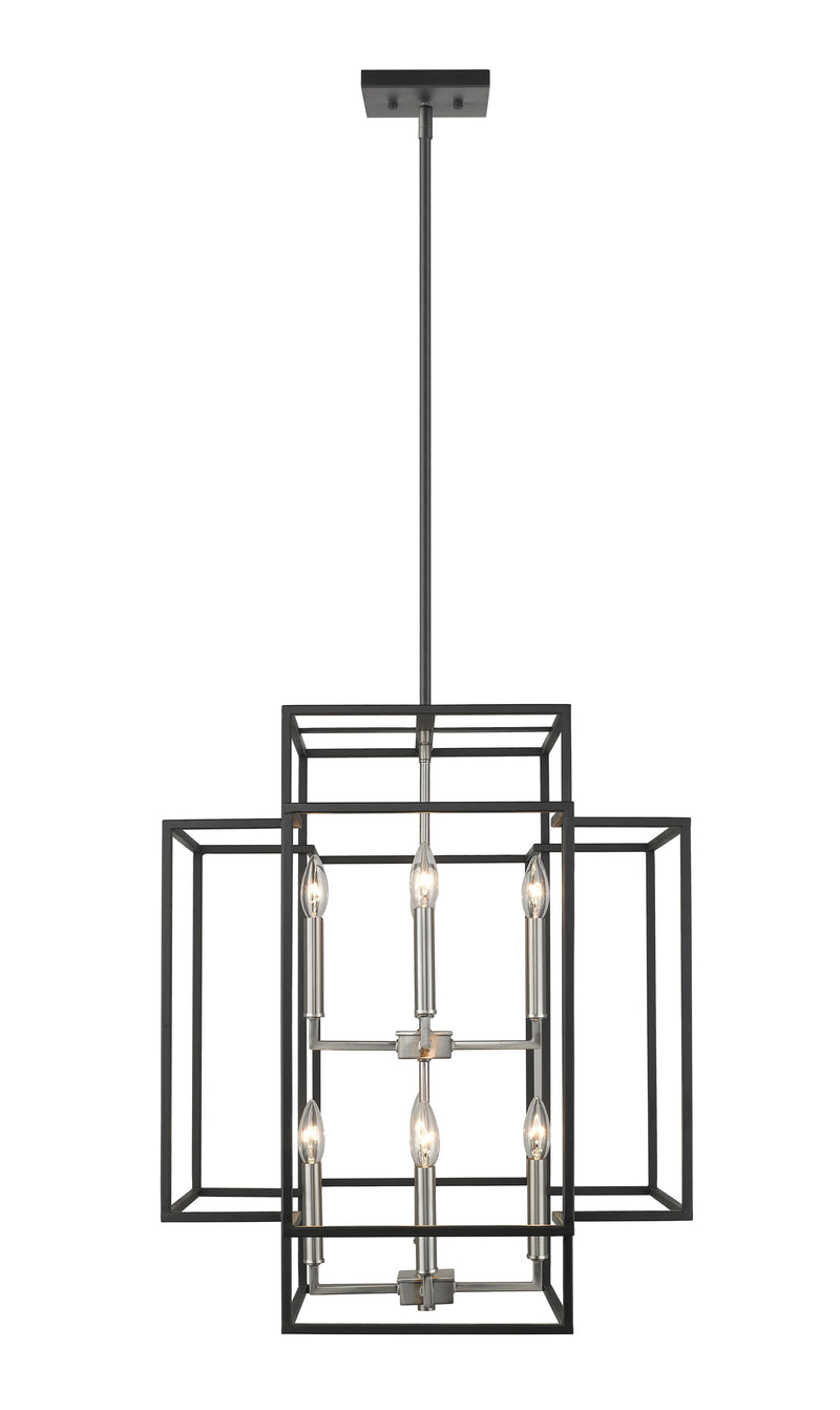 Titania 8 Light 22" Chandelier in Black + Brushed Nickel