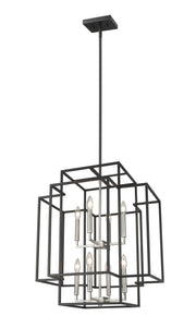 Titania 8 Light 22" Chandelier in Black + Brushed Nickel
