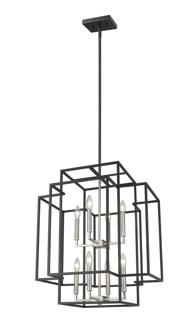 Titania 8 Light 22" Chandelier in Black + Brushed Nickel