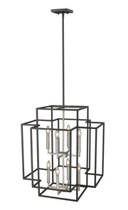 Titania 8 Light 22" Chandelier in Black + Brushed Nickel