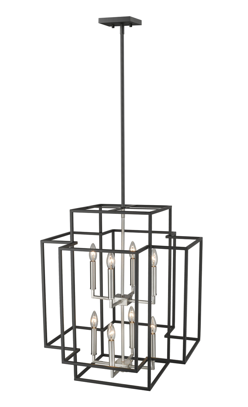 Titania 8 Light 22" Chandelier in Black + Brushed Nickel