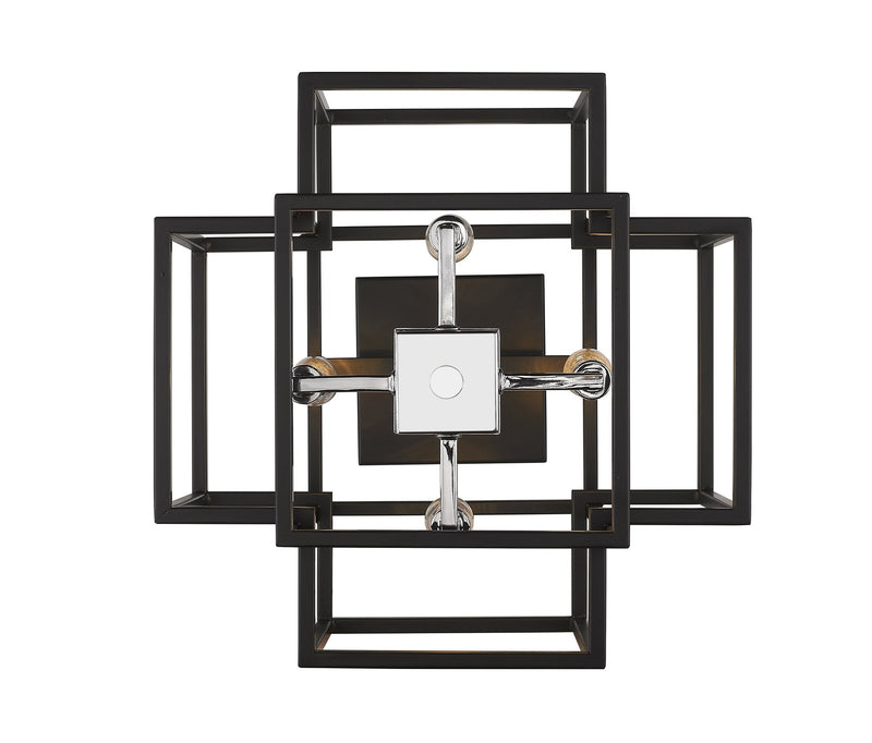 Titania 4 Light 14" Semi Flush Mount in Black + Chrome