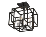 Titania 4 Light 14" Semi Flush Mount in Black + Chrome