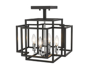 Titania 4 Light 14" Semi Flush Mount in Black + Chrome