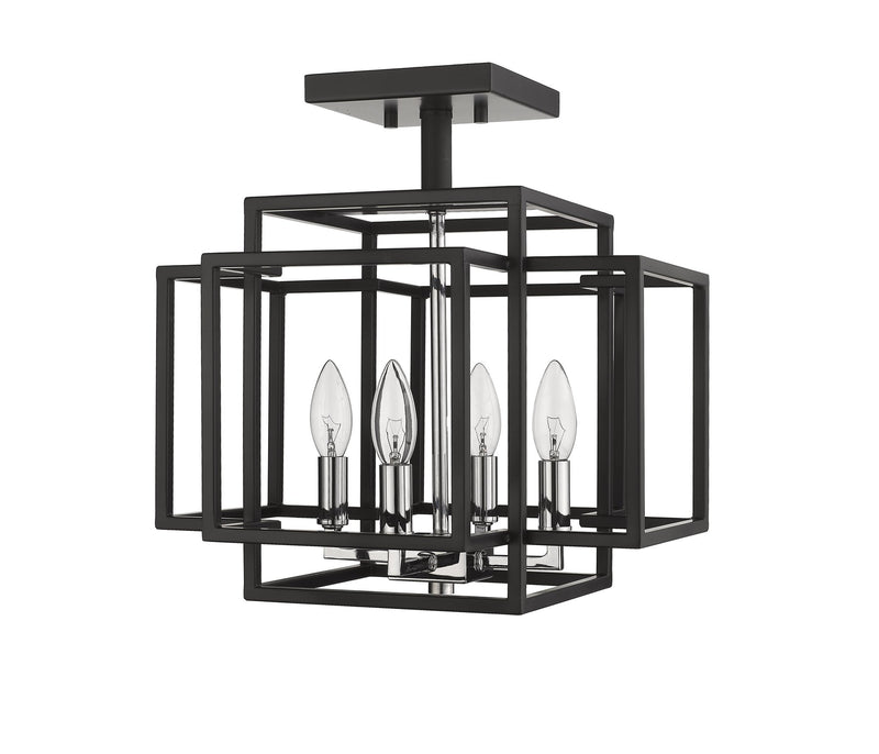 Titania 4 Light 14" Semi Flush Mount in Black + Chrome