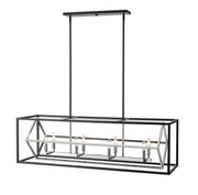Euclid 8 Light 44" Linear Pendant in Chrome + Matte Black