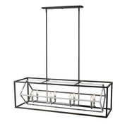 Euclid 8 Light 44" Linear Pendant in Chrome + Matte Black