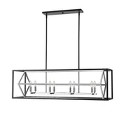 Euclid 8 Light 44" Linear Pendant in Chrome + Matte Black