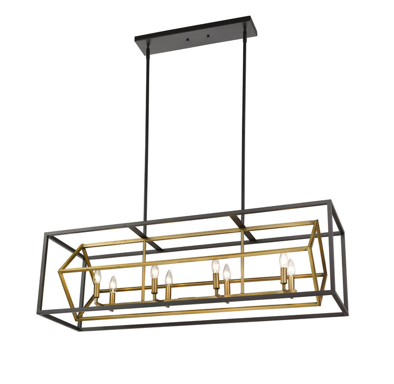 Euclid 8 Light 44" Linear Pendant in Olde Brass + Bronze