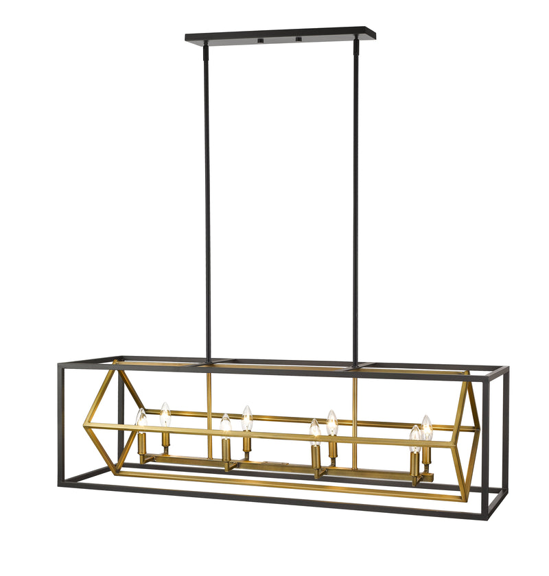 Euclid 8 Light 44" Linear Pendant in Olde Brass + Bronze