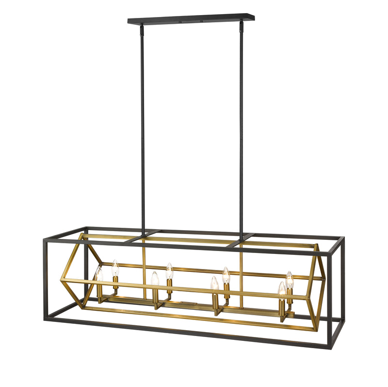Euclid 8 Light 44" Linear Pendant in Olde Brass + Bronze