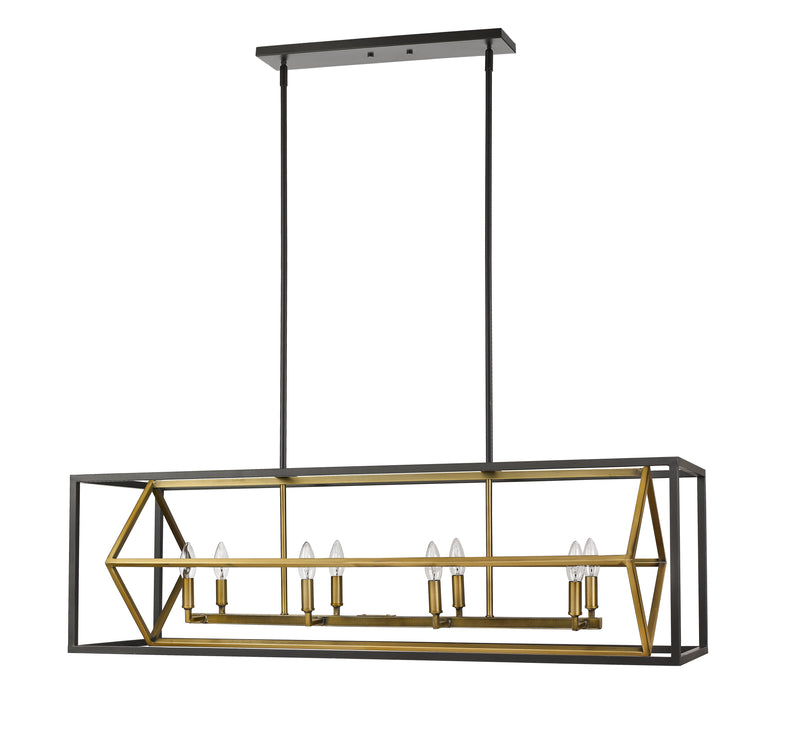 Euclid 8 Light 44" Linear Pendant in Olde Brass + Bronze