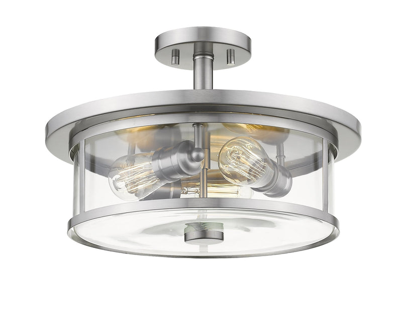Savannah 3 Light 15.75" Semi Flush Mount in Brushed Nickel