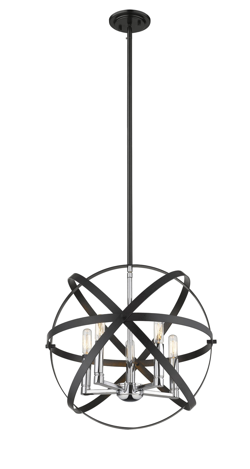 Cavallo 5 Light 18" Chandelier in Hammered Bronze + Olde Brass