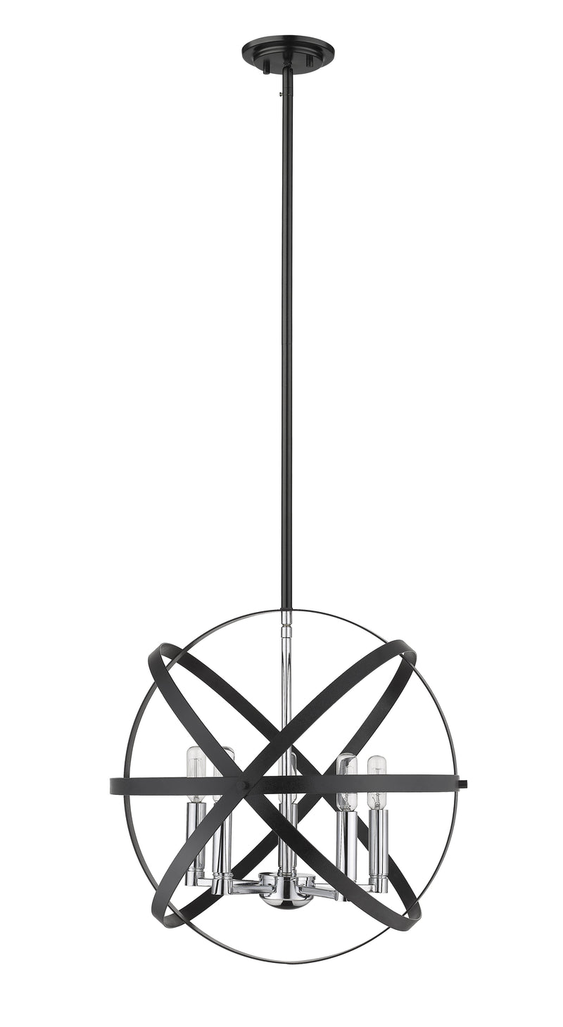 Cavallo 5 Light 18" Chandelier in Hammered Bronze + Olde Brass