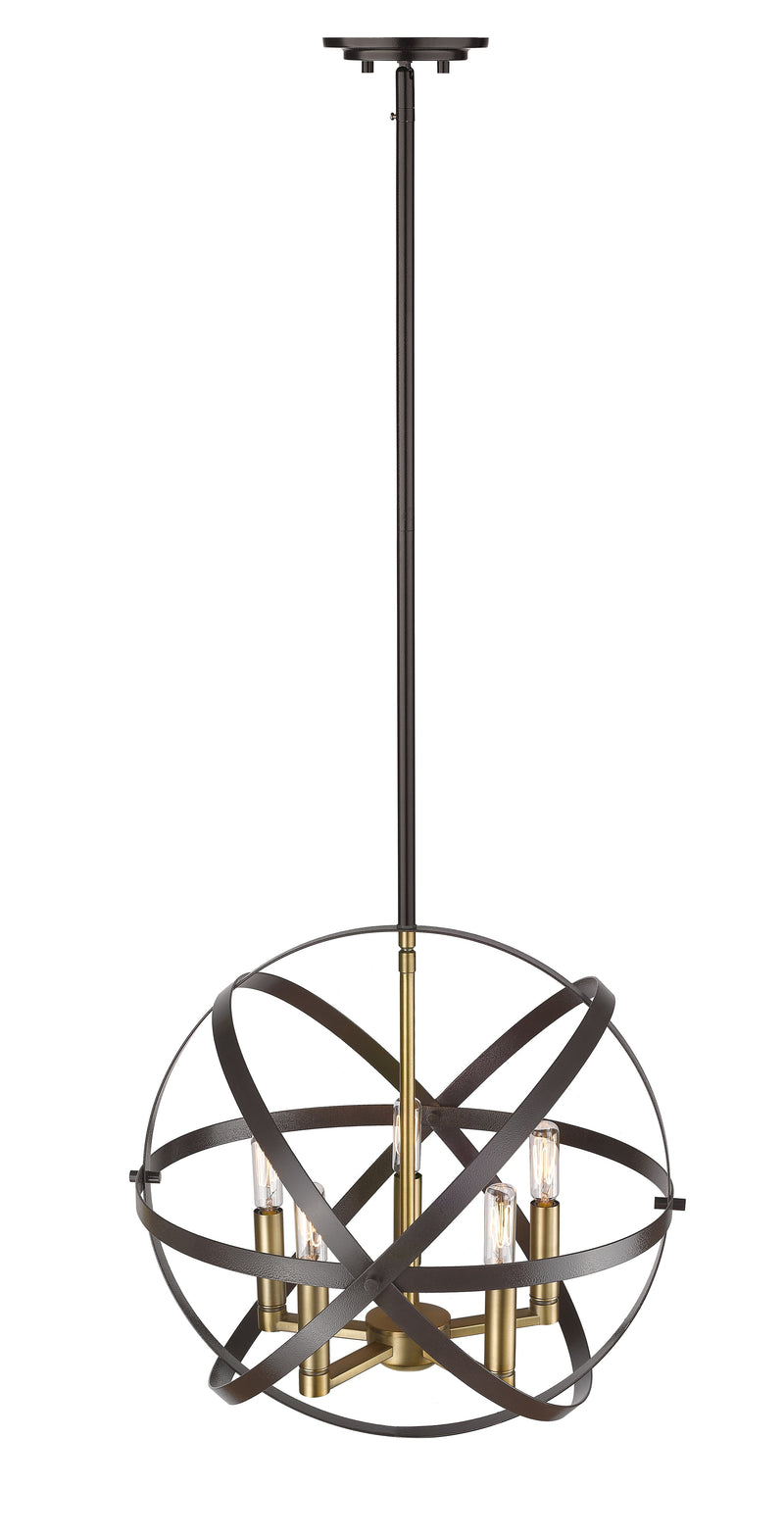 Cavallo 5 Light 18" Chandelier in Hammered Bronze + Olde Brass