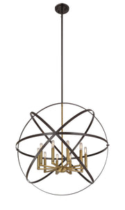 Cavallo 10 Light 36" Chandelier in Hammered Bronze + Olde Brass