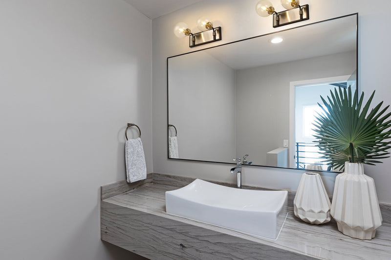Parsons 2 Light 16" Vanity in Matte Black + Brushed Nickel in a room setting