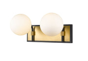 Parsons 2 Light 16" Vanity in Matte Black + Olde Brass