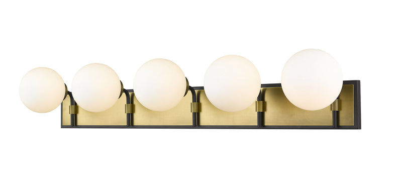Parsons 5 Light 42.25" Vanity in Matte Black + Olde Brass