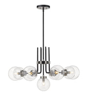 Parsons 9 Light 32" Chandelier in Matte Black + Brushed Nickel