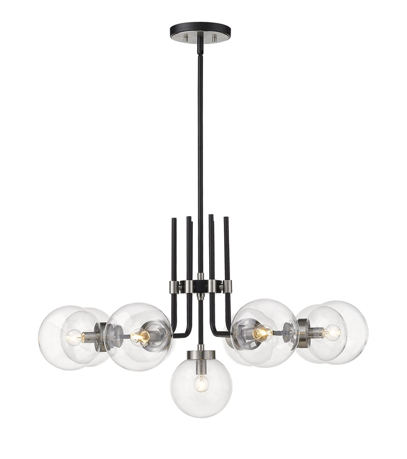 Parsons 9 Light 32" Chandelier in Matte Black + Brushed Nickel