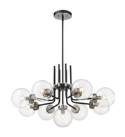 Parsons 9 Light 32" Chandelier in Matte Black + Brushed Nickel