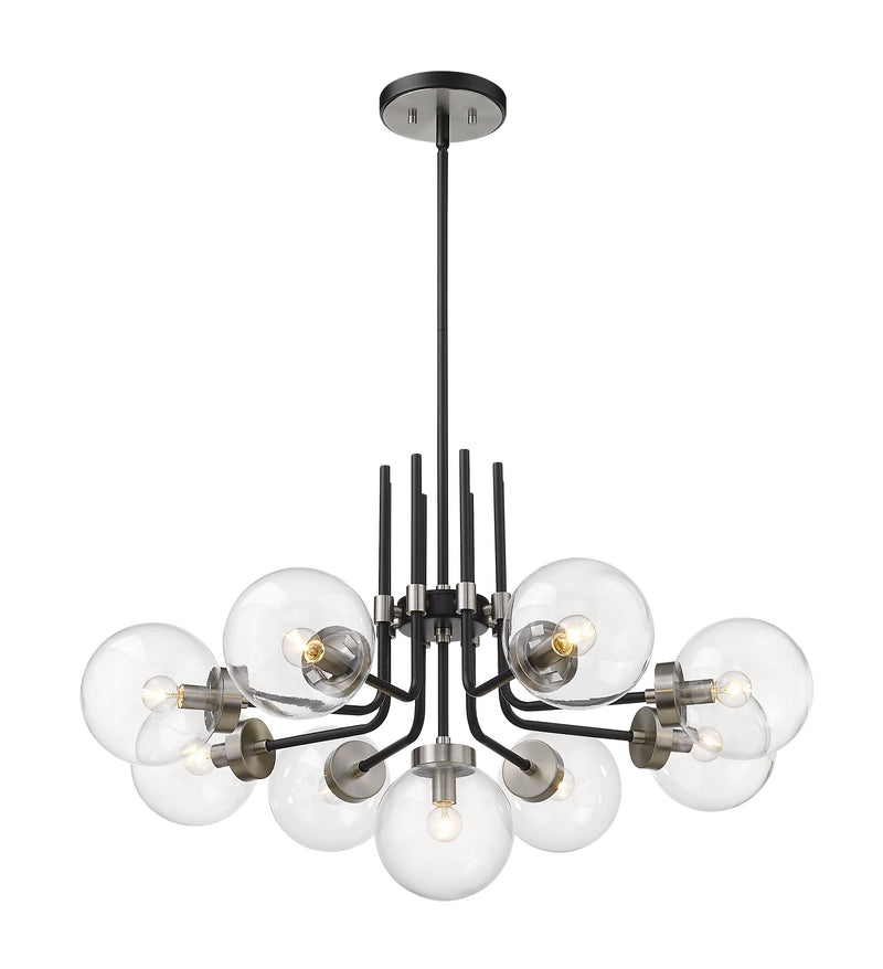 Parsons 9 Light 32" Chandelier in Matte Black + Brushed Nickel