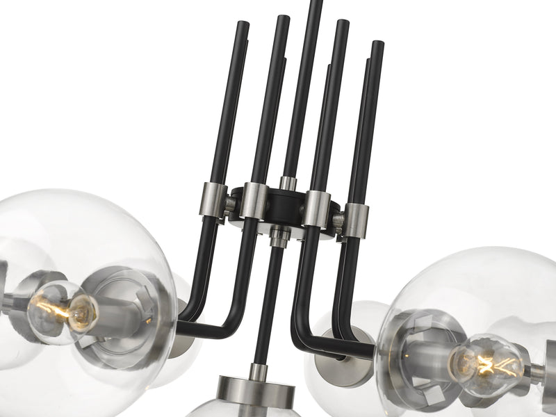 Parsons 9 Light 32" Chandelier in Matte Black + Brushed Nickel