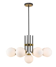Parsons 9 Light 32" Chandelier in Matte Black + Olde Brass