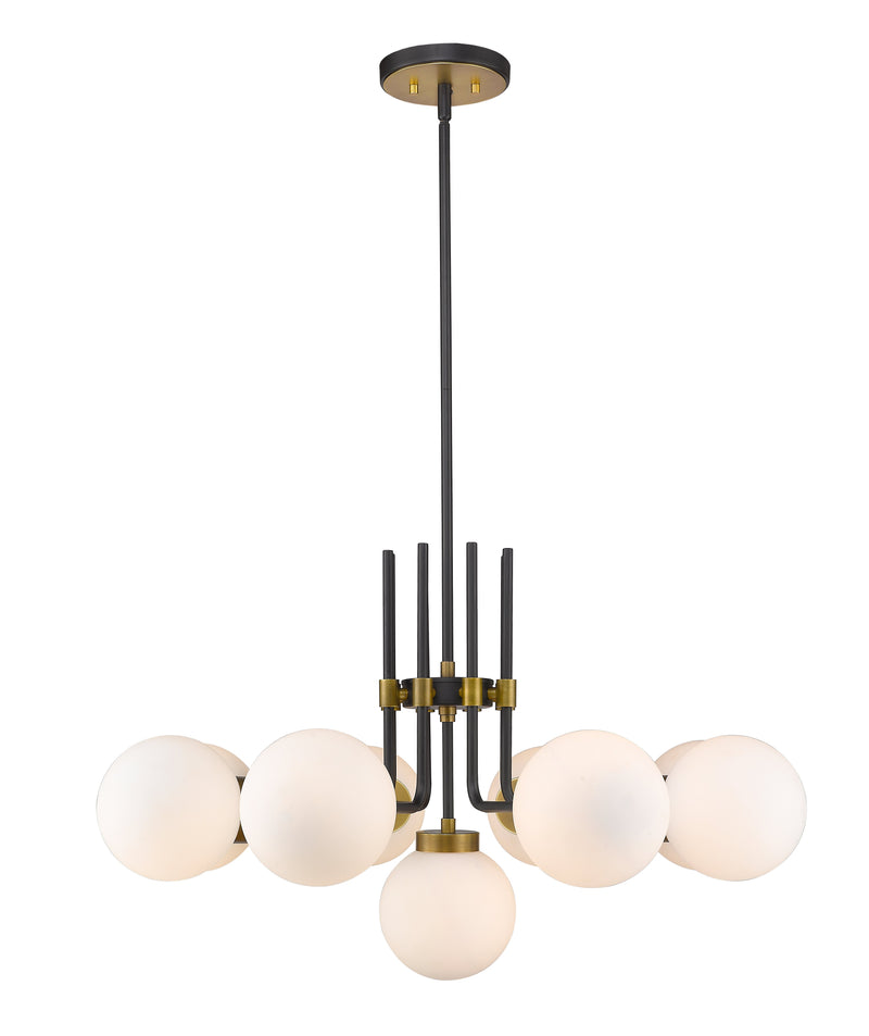 Parsons 9 Light 32" Chandelier in Matte Black + Olde Brass