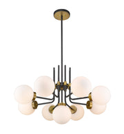 Parsons 9 Light 32" Chandelier in Matte Black + Olde Brass