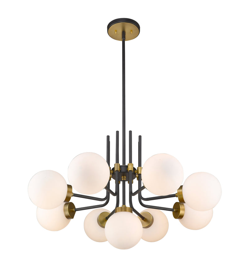 Parsons 9 Light 32" Chandelier in Matte Black + Olde Brass