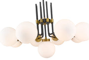 Parsons 9 Light 32" Chandelier in Matte Black + Olde Brass