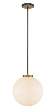 Parsons 1 Light 13.75" Pendant in Matte Black + Olde Brass