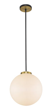 Parsons 1 Light 13.75" Pendant in Matte Black + Olde Brass