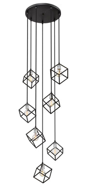 Vertical 7 Light 23.5" Pendant in Matte Black + Brushed Nickel